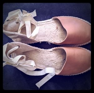 Soludos Lace-Up Espadrilles: Size 10, Cognac